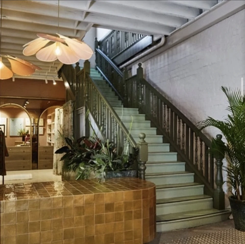 The distinctive green painted staircase in a Geelong interior