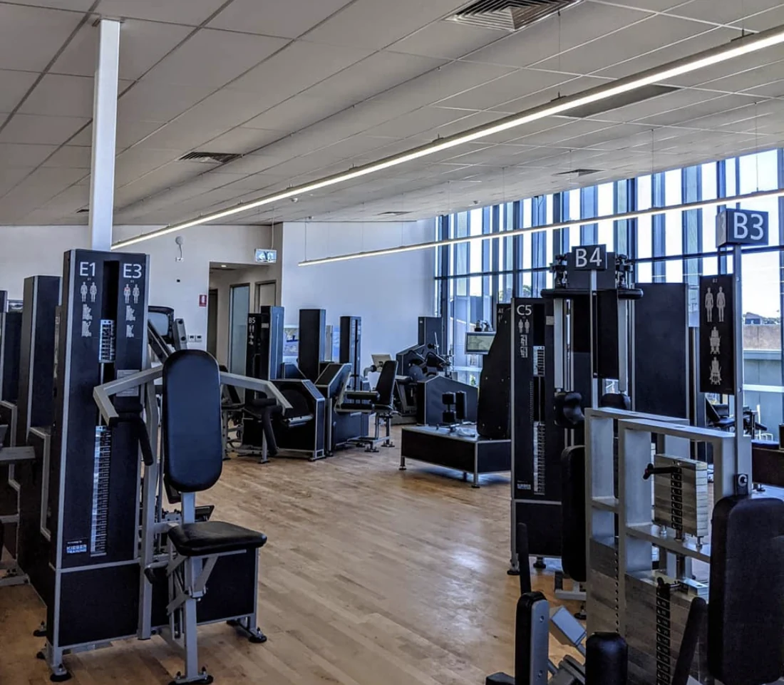Painted walls and finished ceilings across the Ocean Grove fitness fit-out