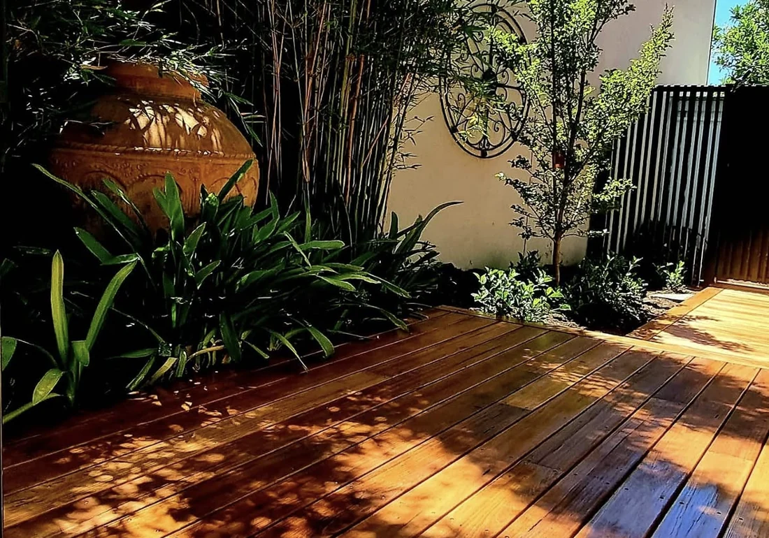 Freshly oiled timber decking in Keilor East
